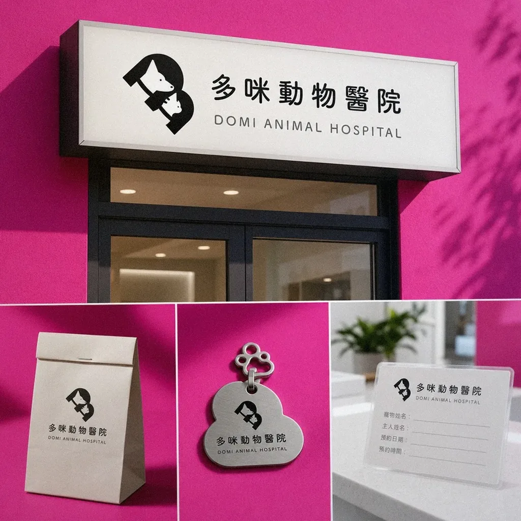 多咪動物醫院 診所招牌與應用示意｜好心地文創